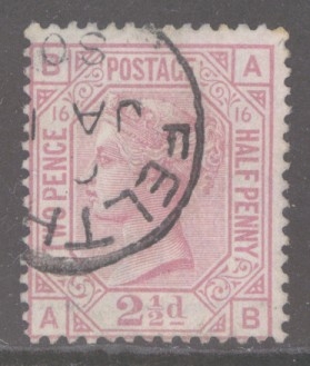 1873 2½d Rosy Mauve SG 141 Plate 16 A.B. A Very Fine Used example