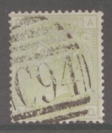 1873 4d Sage Green SG 153 Plate 16 A.D. A Fine Used example neatly cancelled by a Teddington C94 Numeral. Cat £300