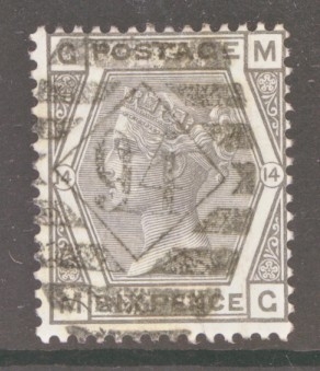 1873 6d Grey  SG 147 Plate 14  Fine Used Cat £90 -  A  Difficult Stamp Cat £250