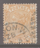 1873 8d Orange SG 156 T.C. A Very Fine Used example with Good Colour