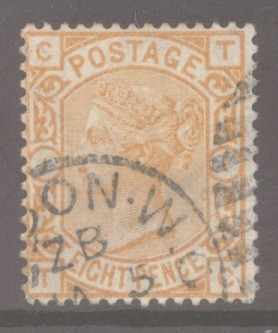 1873 8d Orange SG 156 T.C. A Very Fine Used example with Good Colour