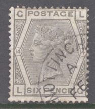 1873 6d Grey SG 147 Plate 14 A superb used example. Cat £180 as such