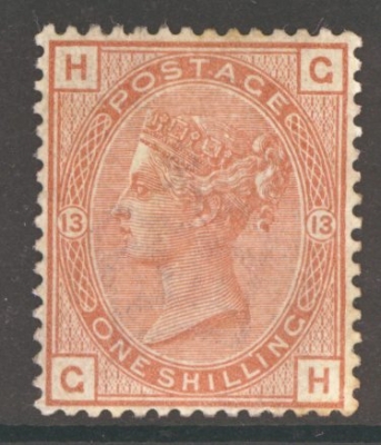 1880 1/- Orange Brown SG 163 PLate 13 A Fresh M/M example with good colour, slight toning on the reverse
