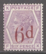 1880 6d on 6d Lilac SG 162 A Fresh M/M example with good deep colour