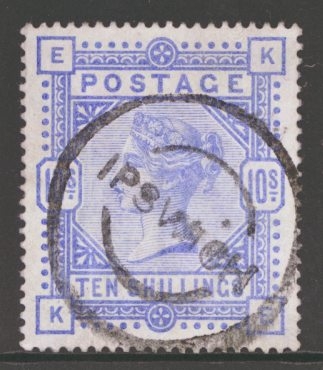 1883 10/-  Pale Ultramarine SG 183a  A Fine Used example
