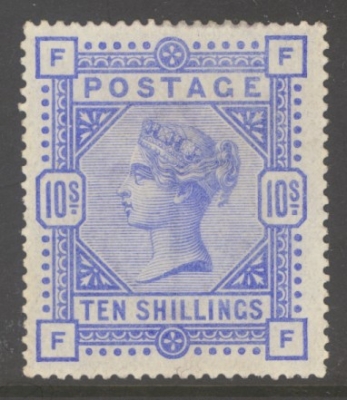 1883 10/- Ultramarine SG 183 lettered F.F. A Fresh M/M example with Good Colour. Cat £2,250