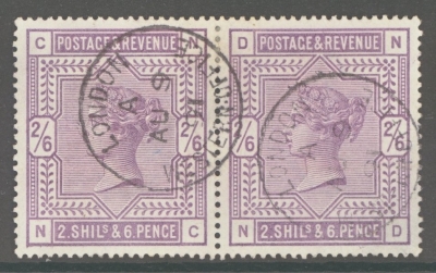 1883 2/6 Deep Lilac SG 179 A Superb Used pair. Cat £450+