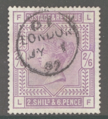1883 2/6 Lilac SG 178 lettered L.F. A Very Fine Used example