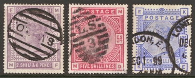 1883 2/6 - 10/- High Value Set of 3  SG 178 - 183 Good Used  Catalogue £935