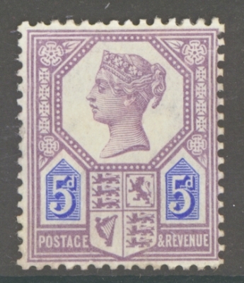 1887 5d Dull Purple + Blue Die 1 SG 207  A Fresh well centred M/M example. Cat £800