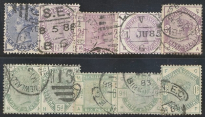 1883 ½d - 1/- Lilac and Green Issue SG 187 - 196  Fine Used Set