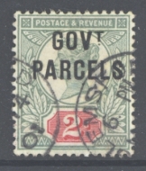 1891 Govt Parcels 2d Grey Green and Carmine SG 070. A Very Fine Used example