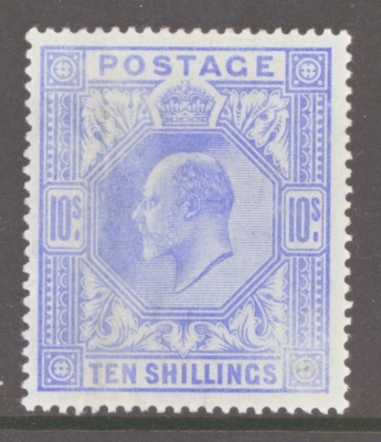 1902 10/- Ultramarine SG 265 A Good Fresh Unmounted Mint example with vertical Gum crease