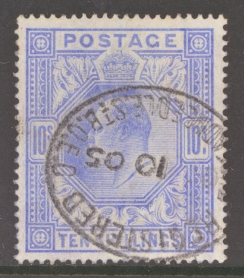1902 10/- Ultramarine SG 265 A Very Fine Used example cancelled by a Registered CDS