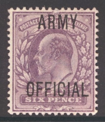 1902 Army Official 6d Pale Dull Purple  SG 050  A Fresh U/M example