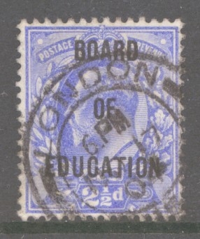 1902 Board of Education 2½d Ultramarine SG O85  A Fine Used example of this Difficult stamp. Cat £475