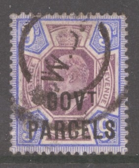 1902 9d Govt Parcels SG 077. A Good used example. Cat £175 example