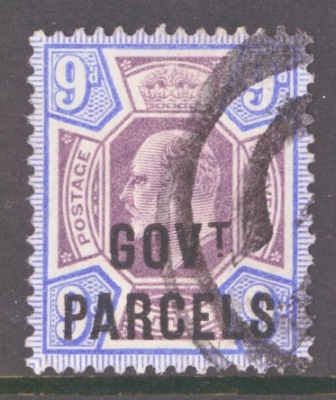 1902 9d Govt Parcels SG 077. A Good used example. Cat £175 example