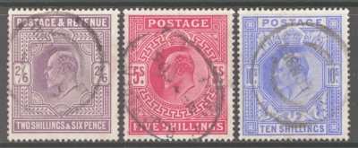 1902 Edward V11 High Value Set of 3 SG 260 - 265