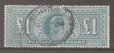 1902 £1 Dull Blue Green SG 266  A Fine Used well centred example