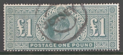 1902 £1 Dull Blue Green SG 266  A Fine Used example. Cat £850