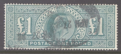 1902 £1 Dull Blue Green SG 266  A Good - Fine Used well centred example