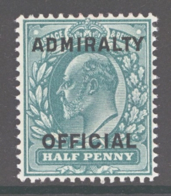 1902 Admiralty Official ½d Blue Green SG O107 A Superb Fresh U/M example