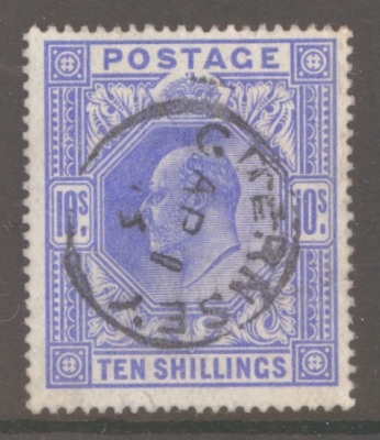 1911 10/- Blue SG 319  A Very Fine Used example of this underrated stamp.