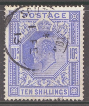 1911 10/- Blue SG 319  A Very Fine Used well centred example.