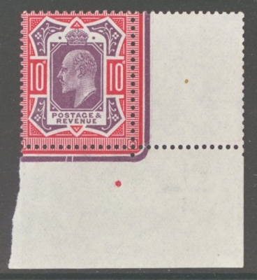 1911 10d Dull Reddish Purple + Scarlet SG 311.  A Fresh U/M corner copy with a light gum wrinkle