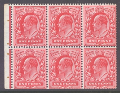 1911 1d Rose Red Booklet Pane of 6 SG 272b  A Fresh U/M pane. Cat £325