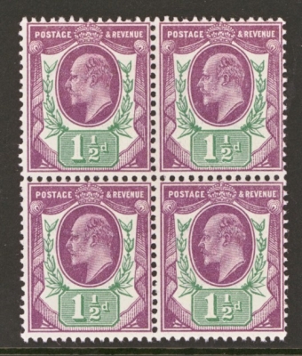 1911 1½d Reddish Purple + Bright Green SG 287 Superb U/M