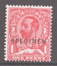 1912 1d Carmine  SG 336s  Overprinted Specimen Type 22. A fresh U/M example