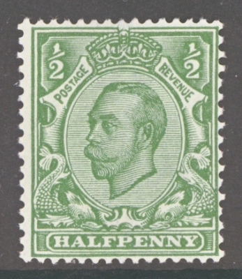 1912 ½d Green variety No Cross on Crown  SG 344a. Fresh Lightly M/M example