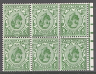 1912 ½d Green Booklet Pane with Inverted Watermark  SG 335i  A Superb Fresh U/M pane with excellent perfs. Cat £500