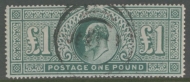1902 £1 green LOWDEN forgery. A Very Fine Used example of this unusual and interesting stamp. Scarce Cat £1,100