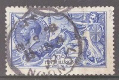 1915 10/- Blue SG 412 A Good Used example in a Bright Shade cancelled by a London Rubber CDS. Cat £875