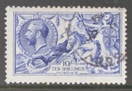 1915 10/- Deep Blue SG 411 A Very Fine used example. Cat £1,000