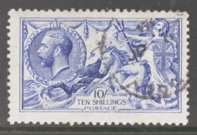 1915 10/- Deep Blue SG 411 A Very Fine used example. Cat £1,000