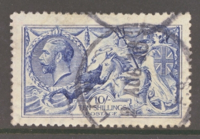 1915 10/- Pale Blue SG 413 A Fine Used Well Centred example