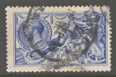 1915 10/- Deep Blue SG 411 A good used example. Cat £1,000