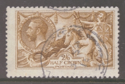 1915 2/6 Yellow Brown  SG 406. A Very Fine Used example in a lovely Bright Shade. Cat £225