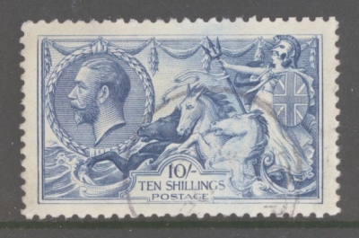 1918 10/- Dull Grey Blue SG 417 A Very Fine Used well centred example. Cat £375