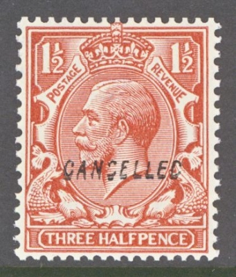 1924 1½d Red brown SG 420 Specimen Type 28 from booklet