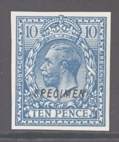 1924 10d Turquoise Blue SG 423s Variety Imperf & overprinted Specimen Type 23  A fresh U/M example