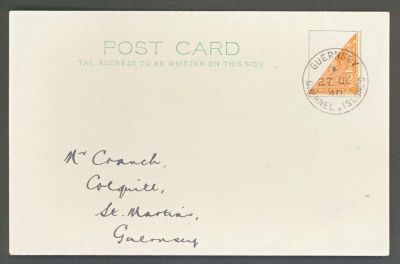 1924 Guernsey 2d KG V Bisect cancelled on the first day of issue