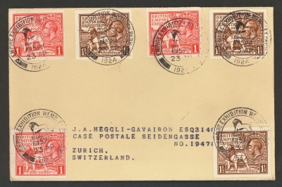 1924 Wembley set on typed FDC cover with Empire Exhibition  Wembley Park special handstamp