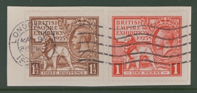 1925 Wembley set SG 432 - 33 cancelled on the Fist Day of Issue on piece. FDC Cat £1700