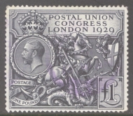 1929 £1 PUC SG 438  A Fine Used Well Centred example lightly Cancelled by a Violet Air Mail CDS
