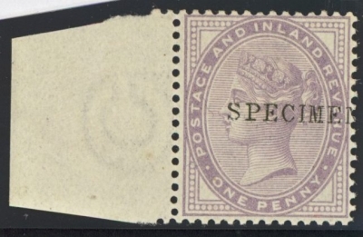 1881 1d Lilac 14 dots variety overprinted specimen SG 170s. U/M